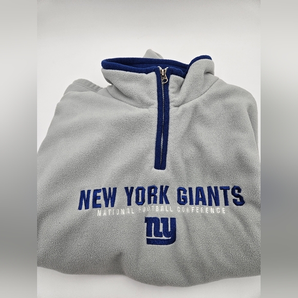 Vintage Reebok Light Gray and Blue New York Giants 1/4 Zip Pullover Men's Large - Picture 10 of 16